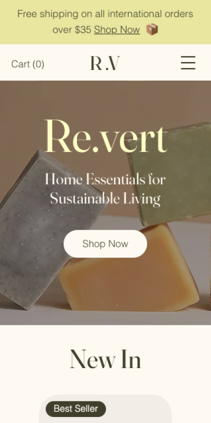 The mobile view of a website template for an online store selling bath products on Wix.