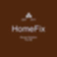 A professional logo for a brand called Home Fix. It has a light blue icon of 3 houses, and the tagline "House Solution For All" on a brown background.