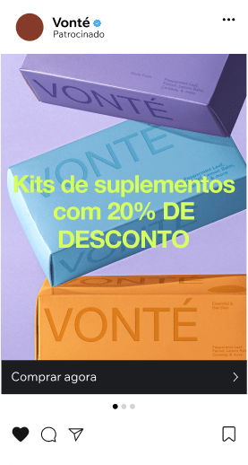 uma publicidade no Instagram para uma loja de suplementos alimentares.