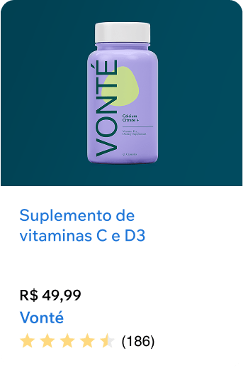um anúncio do Google para um suplemento alimentar da marca Vonté, gerido através da interface de gestão de site Wix.