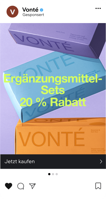 Eine Instagram-Werbeanzeige für einen Shop für Nahrungsergänzungsmittel.