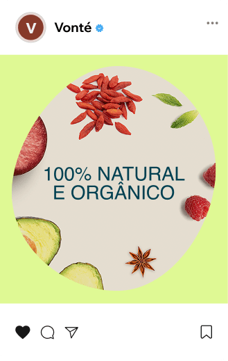 Uma publicação nas redes sociais para uma marca de cosméticos chamada Vonté, criada através da interface de gestão de site Wix.